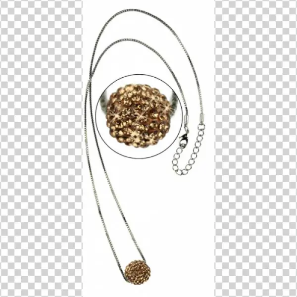 Lsn005 Champagne Sparkling Disco Ball Necklace - Náhrdelník Ls Fashion Lsn005 Zlatý