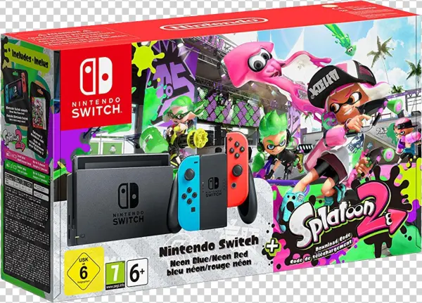 Nintendo Switch Neon Redblue With Splatoon 2