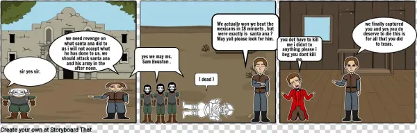 Santa Ana And Sam Houston Story - Cartoon