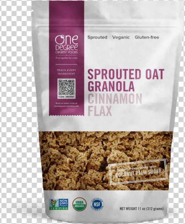 Sprouted Oat Cinnamon Flax Granola, 312g - One Degree Organic Foods Granola, Sprouted Oat, Vanilla