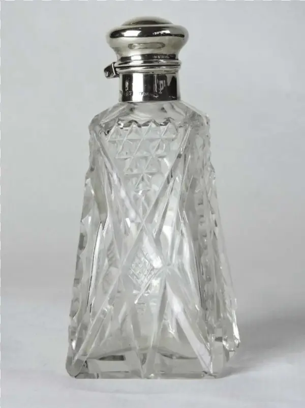 Clear Crystal And Cut Glass Perfume Bottle - Lid