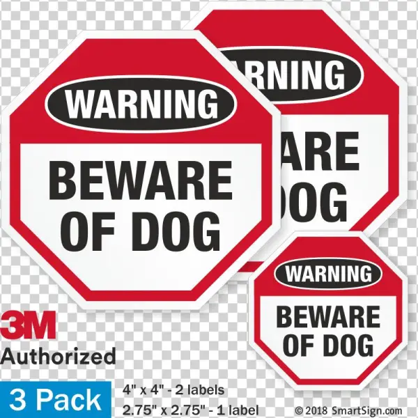 Dog Warning Label Set - My Sign Center Beware Of Dog - No Trespassing No Soliciting