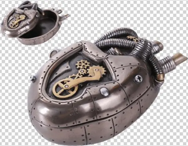 Steampunk Heart Trinket Box - Steampunk Dragon Heart Gear Pulse Radioactive Fire