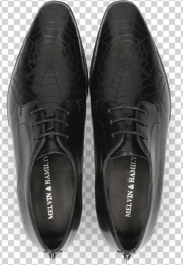 Derby Shoes Emma 7 Black Lasercut Spider Rivets Skull