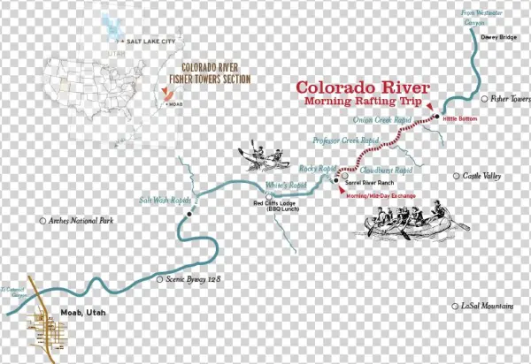 Moab Rafting Morning Map