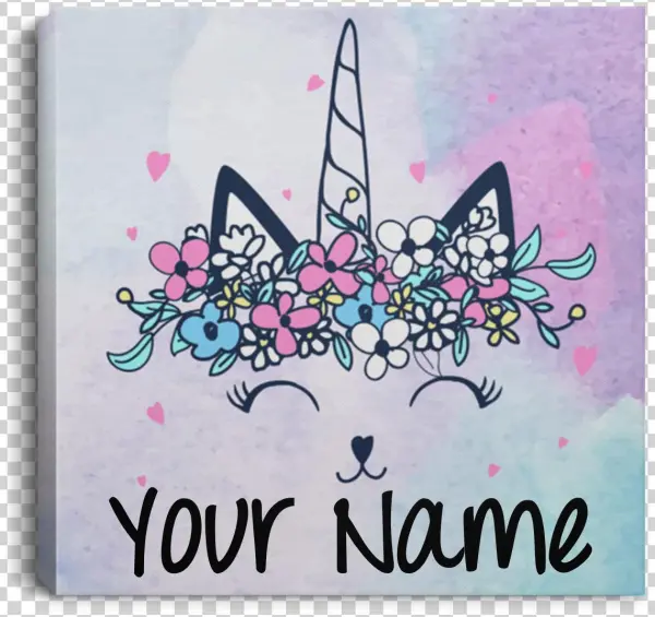 Personalized Kitty Cat Unicorn Art Canvas Print