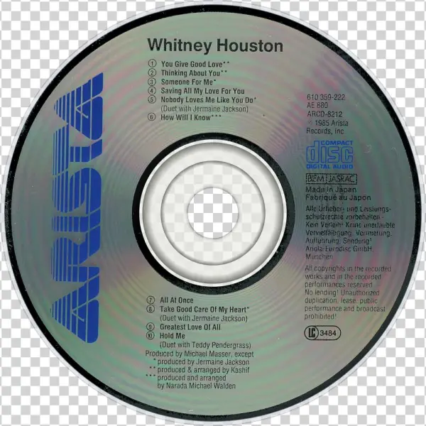 Whitney Houston Whitney Houston Cd Disc Image