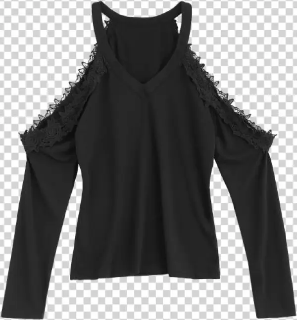 Buy Lace Trim Cold Shoulder Tee - Blouse
