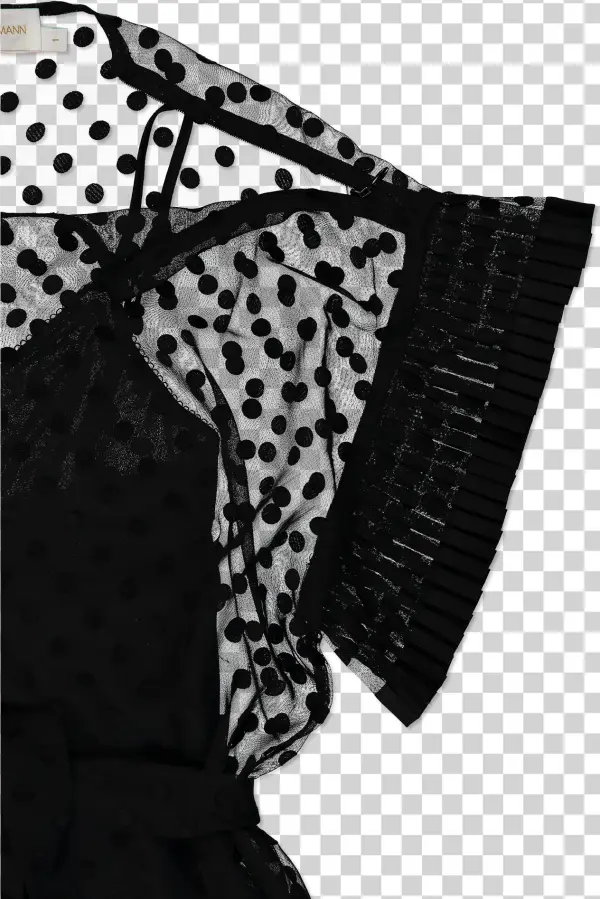 Pleated Tier Smock Dress Black - Polka Dot