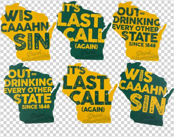 Drink Wisconsinbly "wisconsin Shaped" Assorted Coasters