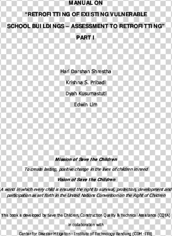 Manual On "retrofitting Of Existing Vulnerable School - Frontespizio Tesi Ferrara Università