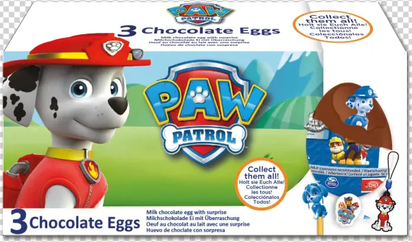 Paw Patrol Chocolate Eggs 3-pack Ds - Cartoon