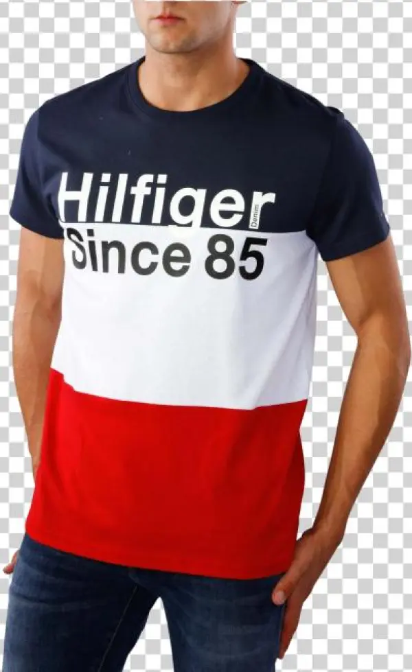 Tommy Jeans Crew Neck T-shirt Salsa/multi - Tommy Hilfiger Since 85