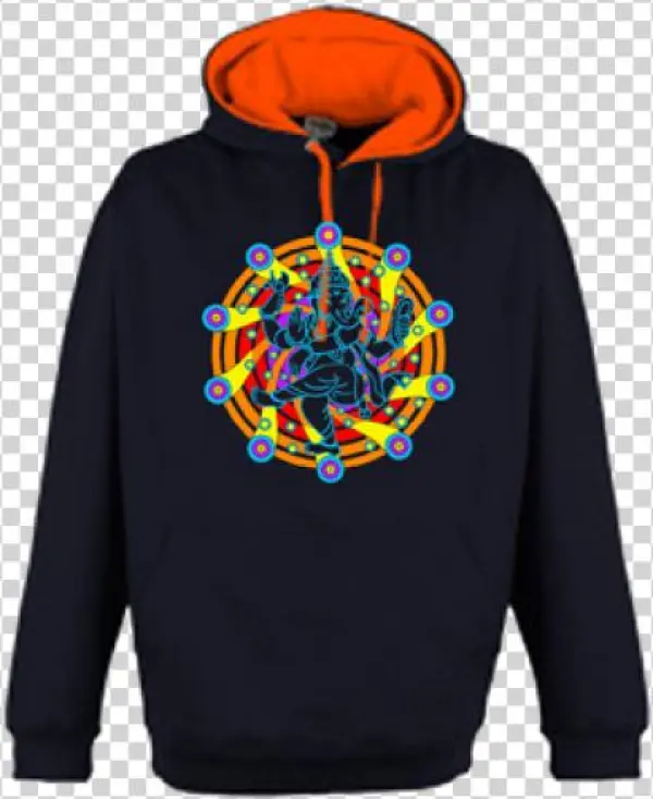 "glow " Navy & Neon Orange - Green And Purple Hoodie