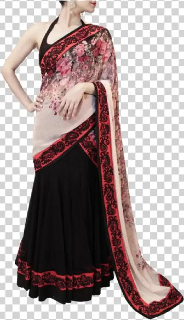 Black And Red Lehenga Saree - Photo Shoot