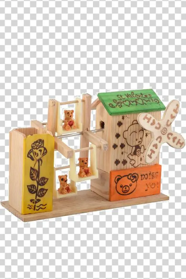 Handcrafted Wooden House With Swing - Plywood