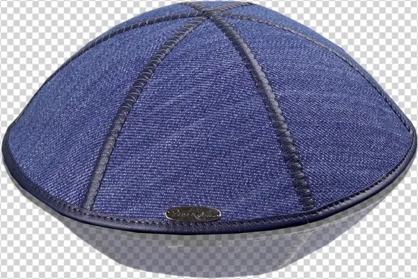 Kippah «770» Dark Blue Jeans Black Edging - Suede