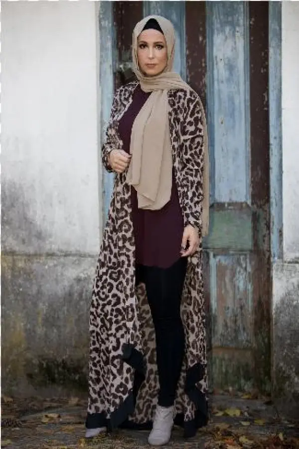 Black Border Cheetah Print Maxi Cardigan - Tights
