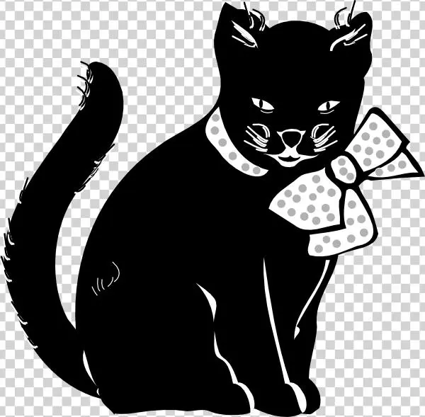 Black Cat With Bow Svg Clip Arts 600 X 589 Px