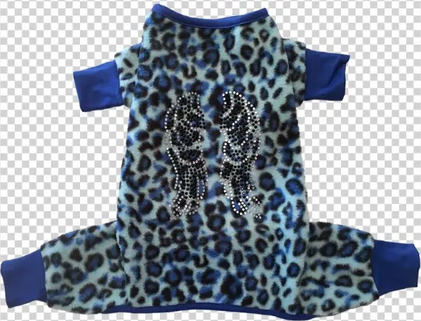 Blue And Black Leopard Print Fleece W/ Wing Iron On - Iron-on