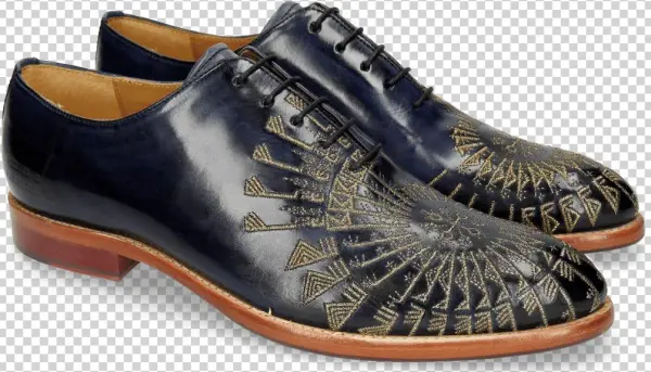 Oxford Shoes Kane 21 Navy Embrodery Gold - Leather