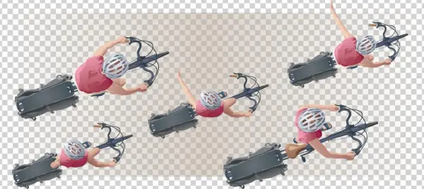 Top View Bicyclist On Xtracycle - Cartoon