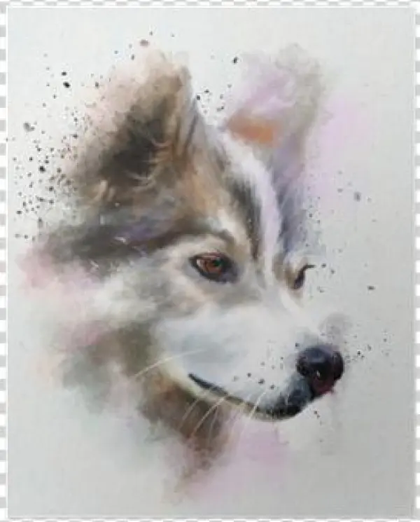 Watercolor Portrait Dog Breed Husky - Design Art 'cute Brown Dog Watercolor' Painting Print