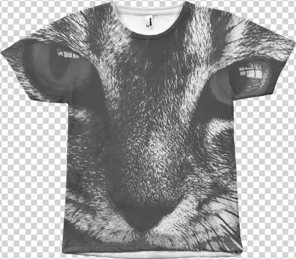 All Over Print Amazing Fierce Looking Cat T Shirt 1 - Monochrome