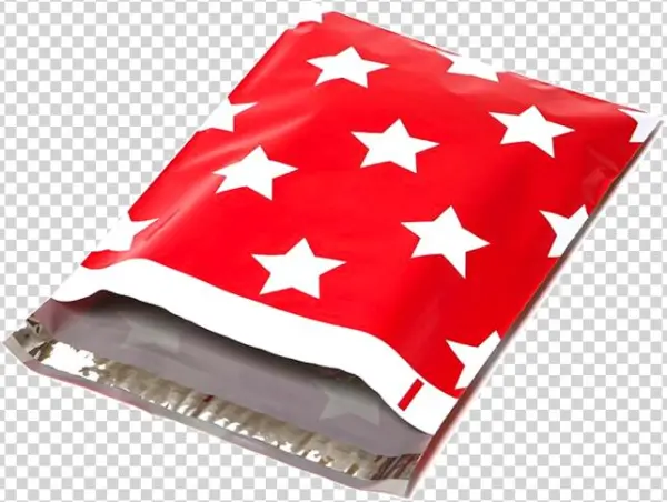 Designer Mailers Red Stars Poly Mailers - Upaknship 100 10x13 Red Stars Designer Poly Mailers