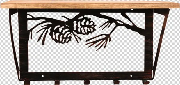 Pine Branch Scene Coat Rack W/ Shelf - Loon Peak Henrietta Pine Branch Scene Wall Mounted