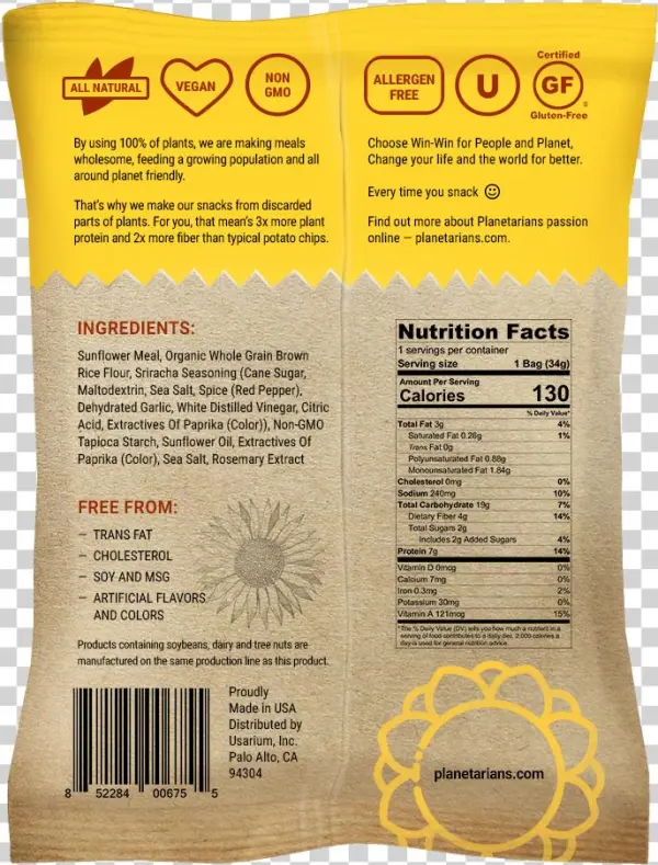 Sunflower Chips, Fiery Sriracha,