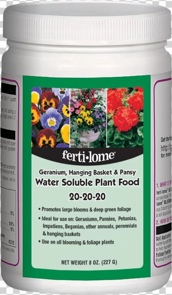 Geranium, Hanging Basket - Fertilome Hanging Basket And Pansy Dry Plant Food-240ml