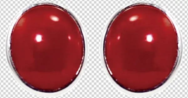 Oxblood Coral Cabochon Earrings Set In 18 Carat Gold - Earrings