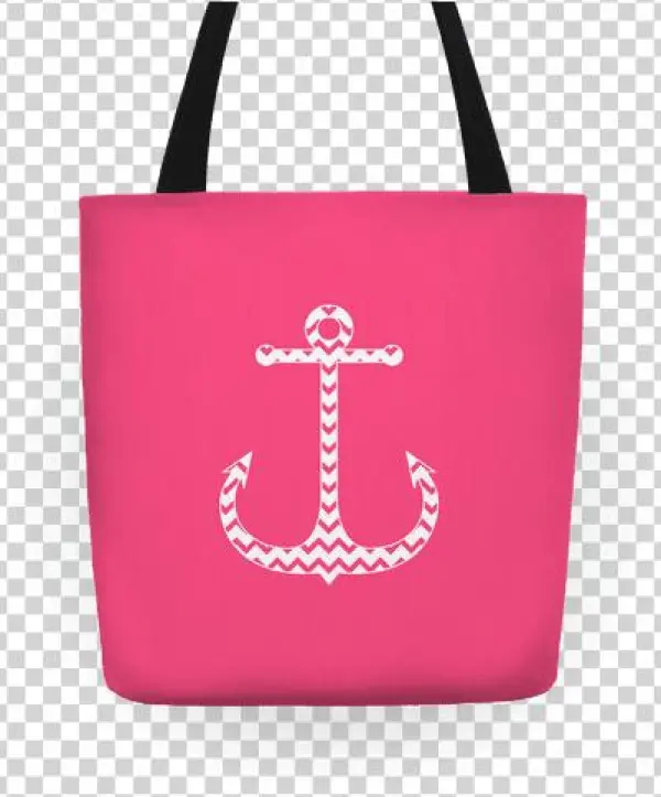 Chevron Anchor Tote Tote - Chevron Anchor Tote Bag (pink And White) Tote Bag: