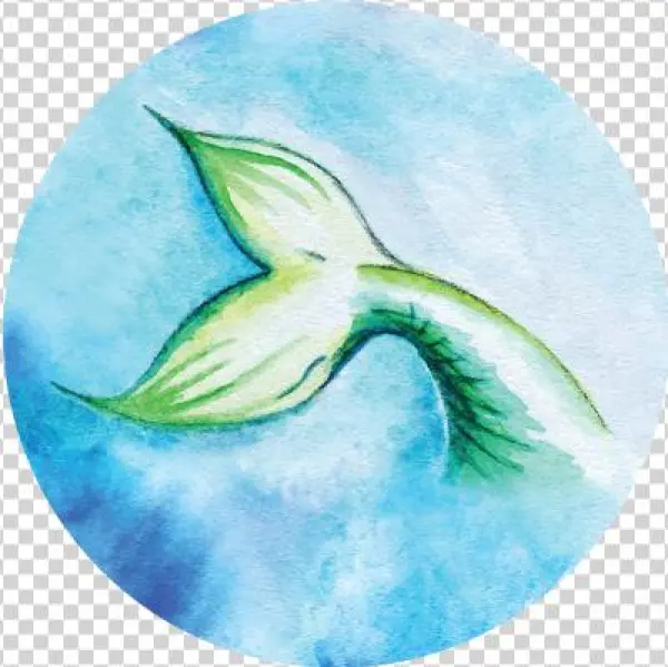 Mermaid Soul Round Pendant Necklace, Mermaid Tail,