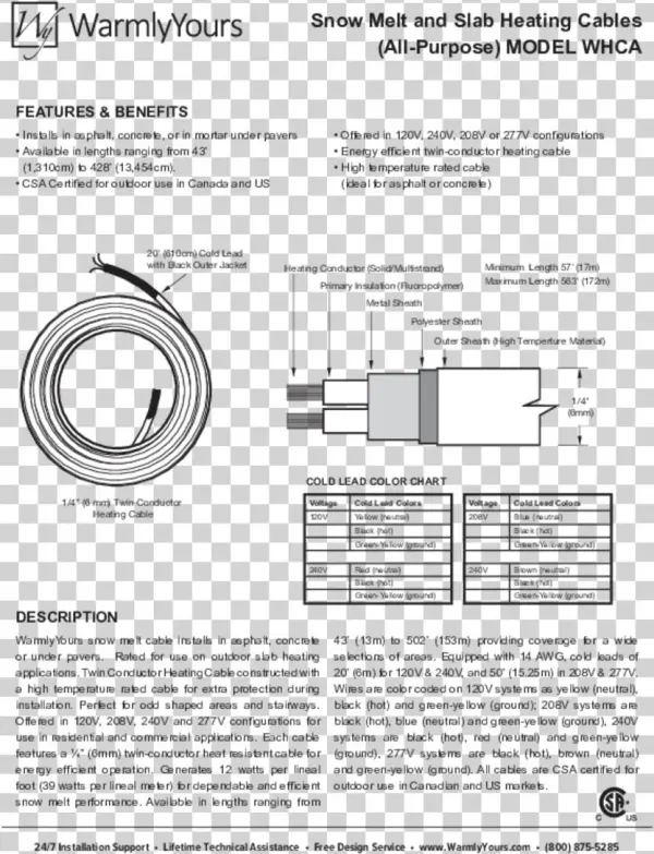 Snow Melt Cables All Purpose Whca 10208 B - Document