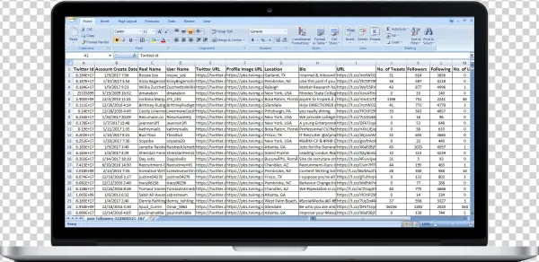 You Will Get All The Twitter Followers Of Any Public - Excel