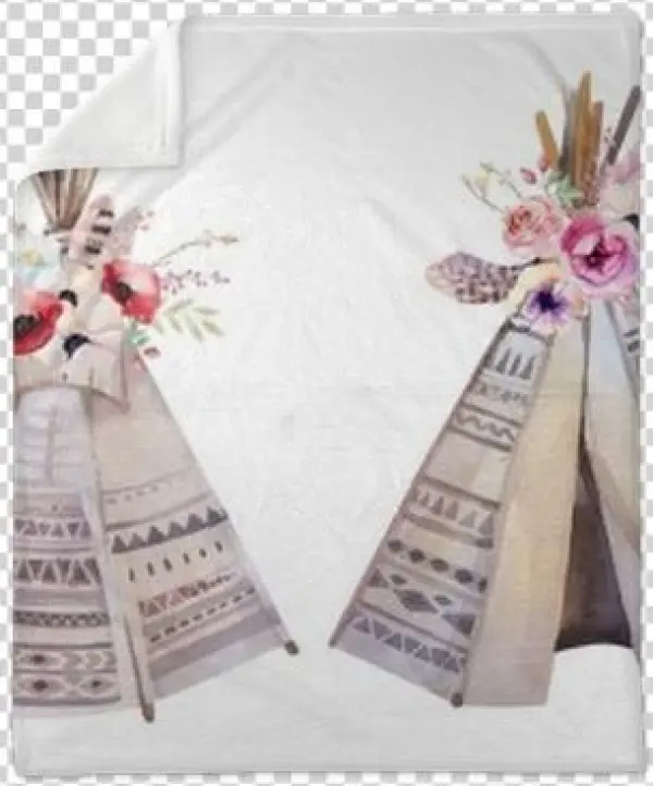 Handdrawn Watercolor Tribal Teepee, Isolated White - Watercolor Boho