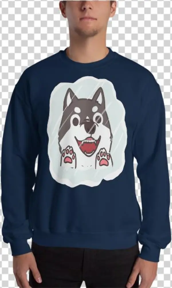 Siberian Husky Cute Cartoon Face Artwork Vectorize - Sweatshirt