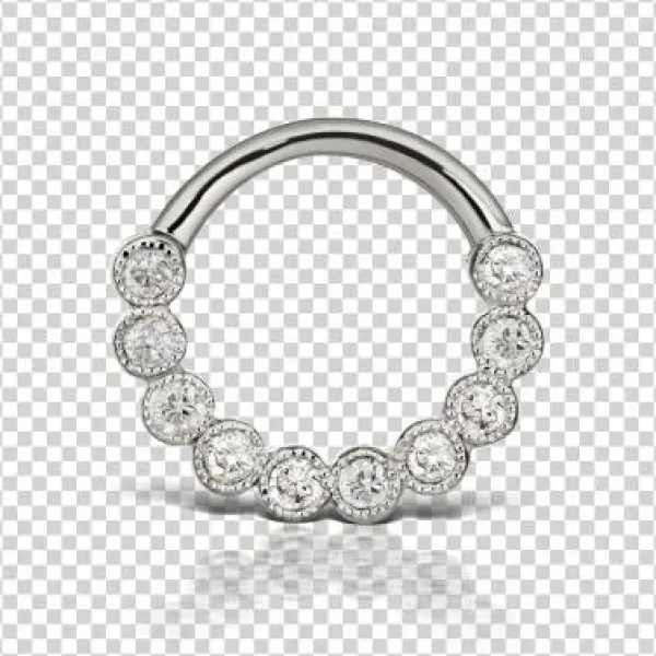 16g 3/8" Diamond Scalloped Edge Horizontal Eternity - Cubic Zirconia