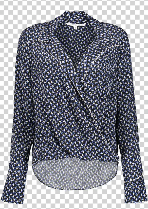 Ls Worth Blouse Black Ground/blue - Polka Dot