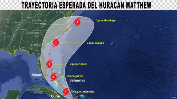 Uma Das Projecções De Matthew Nos Estados Unidos - Map