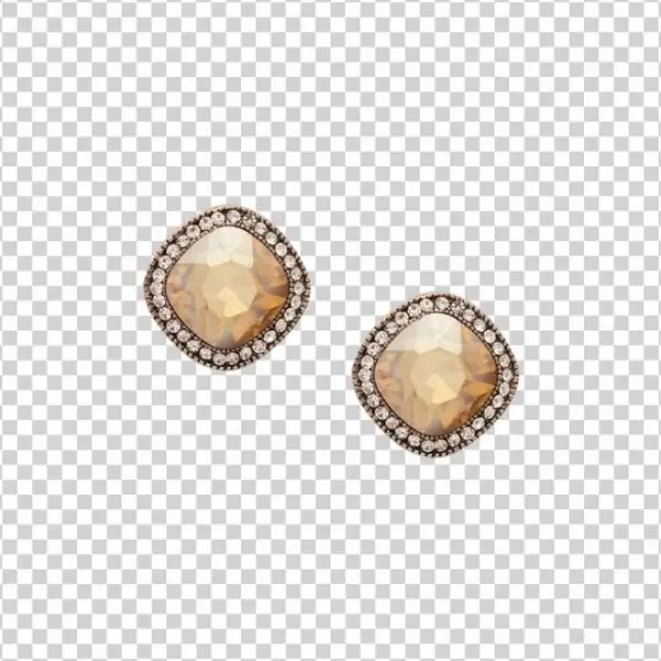 Classic Cushion Stud Earrings - Crystal