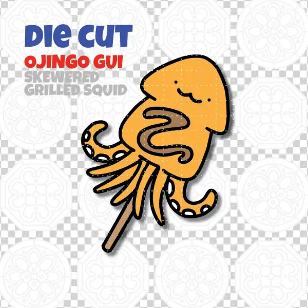 Die Cut Korea Themed Grilled Skewered Squid