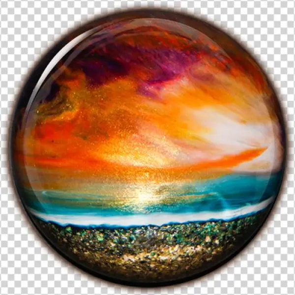Image Of Sunset Finger-painted Crystal - Watercolor Painting