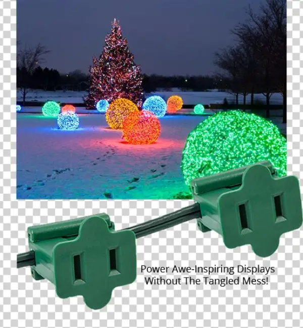 Power Electrical Displays With Zip Plugs - Holiday Lighting Outlet Female Green In Line Pass Through