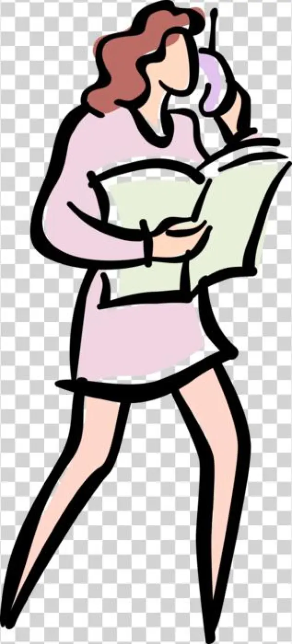 Vector Illustration Of Businesswoman Talks On Cellular