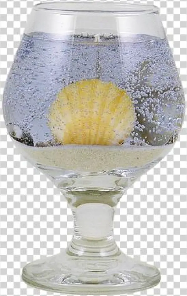 Brandy Glass Candle With Shells - Gulf Breeze
