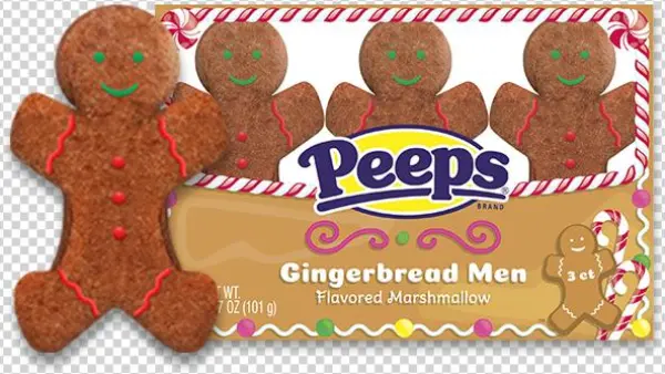 Giant Gingerbread Men - Peeps Marshmallow Snowmen - 3 Snowmen, 1.125 Oz