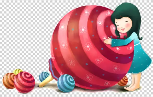 Little Girl Holding Big Lollipop Transparent - Lollipop